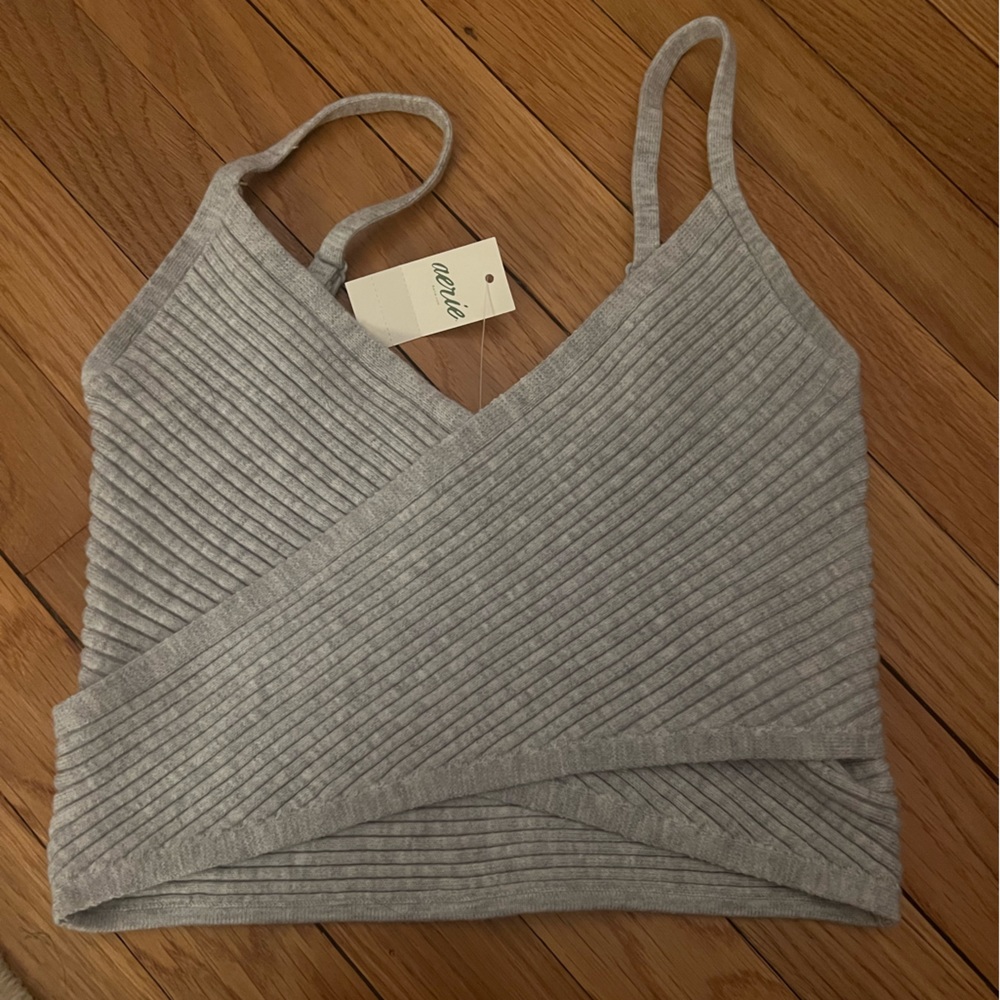 Grey aerie crossed tank top